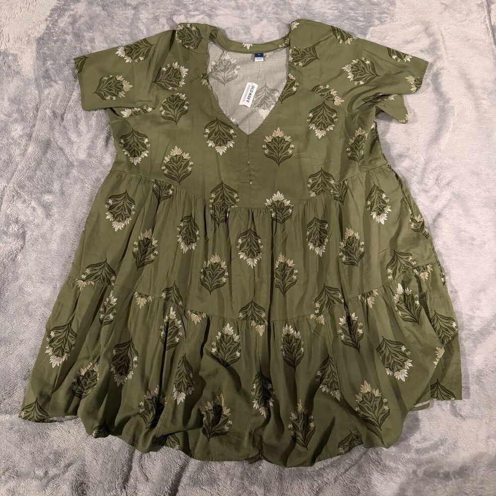 Old Navy Green Print Tunic Dress